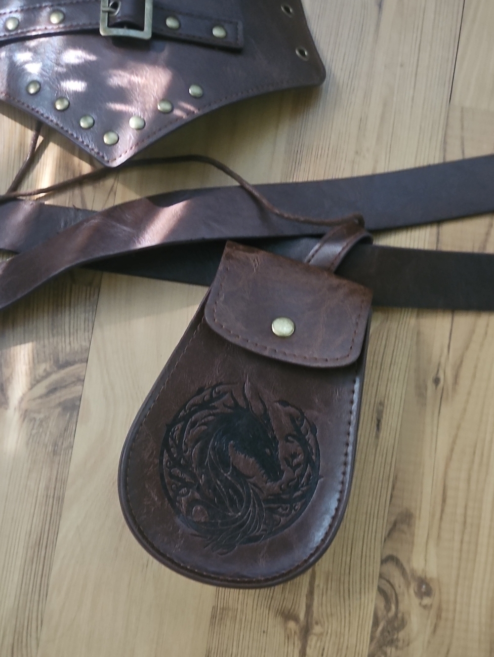 Renaissance Accessories Leather Belt Medieval Pouch Bracers Halloween Cosplay - Picture 6 of 6